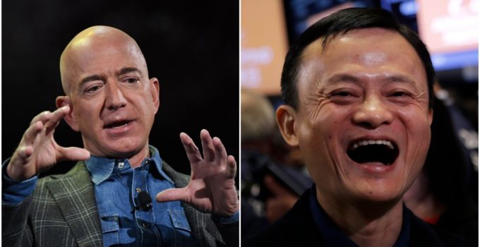 amazon CEO Jeff Bezos, Alibaba founder Jack Ma