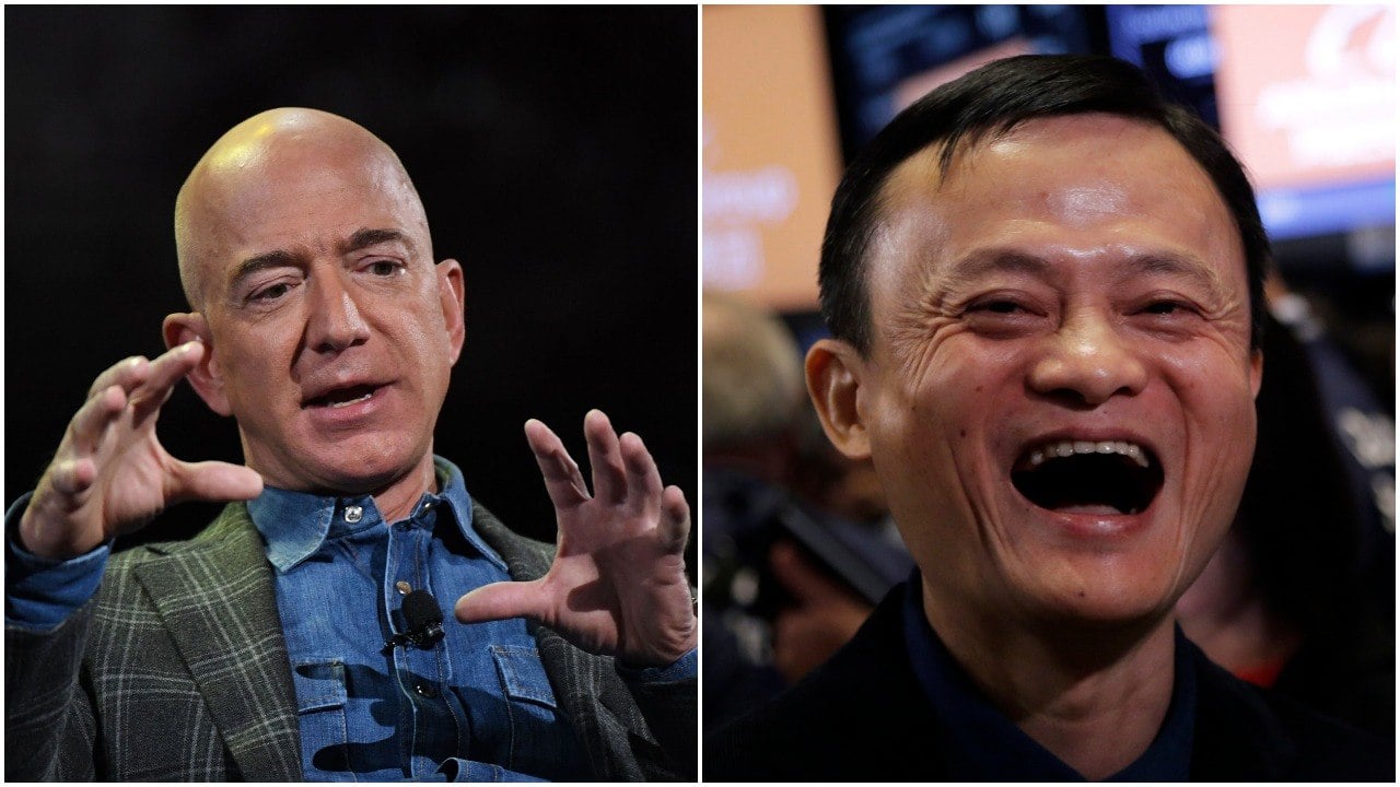 amazon CEO Jeff Bezos, Alibaba founder Jack Ma