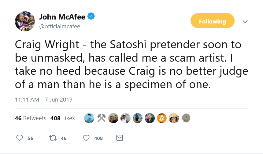 John McAfee tweet