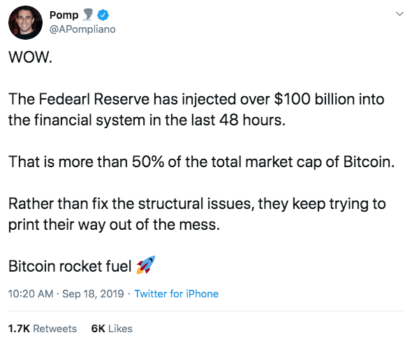 The Sell-Off Annihilated the Narrative That QE Is Bitcoin Rocket Fuel The Federal Reserve pumping money into the system