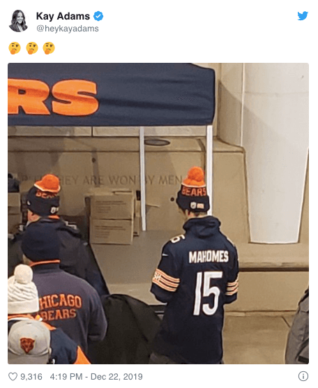 bears fan wearing custom patrick mahomes jersey