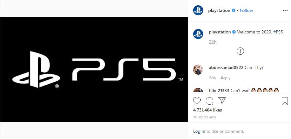 PS5 logo Instagram post