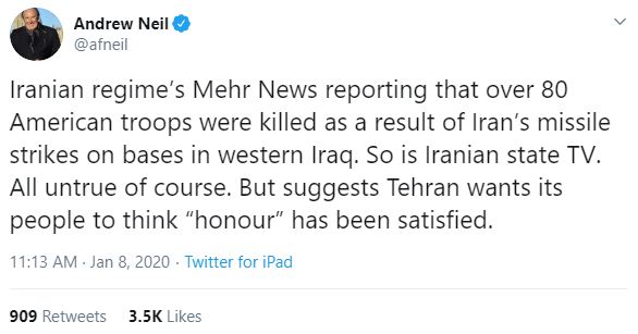 how many americans died in iran missile strikes