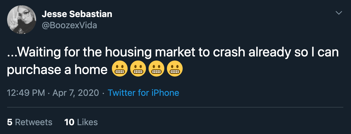 housing market crash tweet