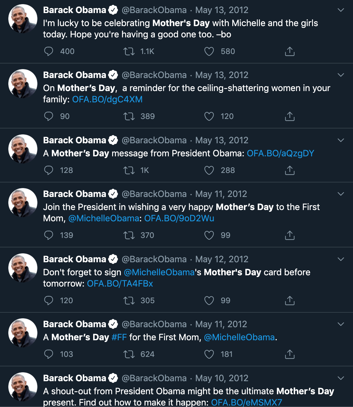 obama mother's day tweets