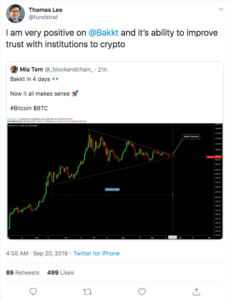a screenshot of a tweet with a picture of a bitcoin