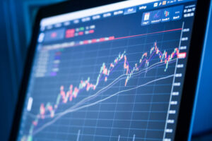 a computer screen showing a stock chart