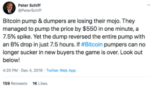 a tweet with a picture of peter schiff on it