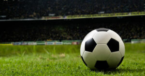 a football soccer in a soccer field