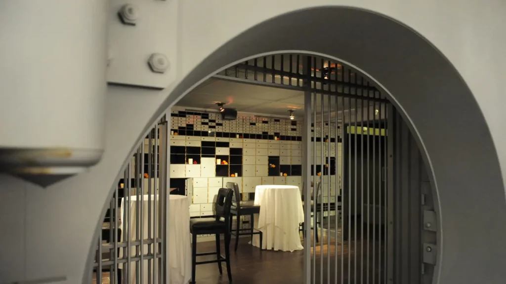Open bank vault.