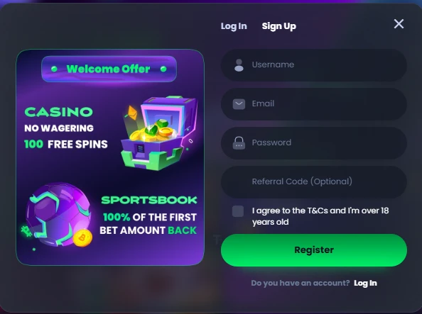 CCN.com screenshot of the signup form at Jackbit casino