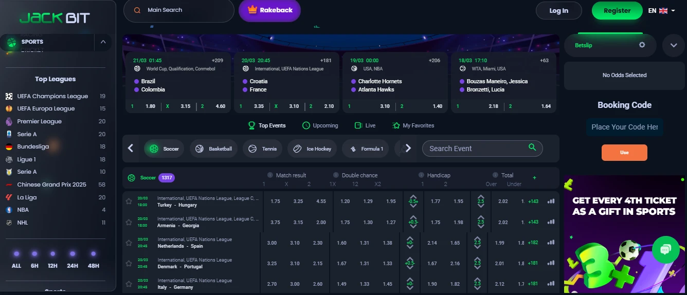 CCN.com screenshot of jackbit sports betting section