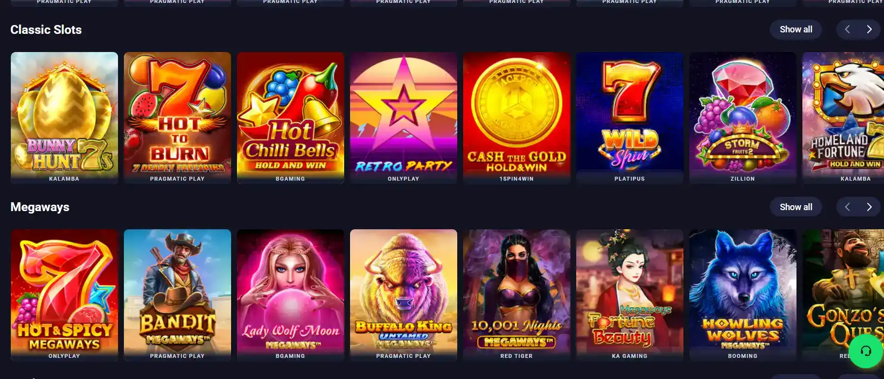 CCN.com screenshot of metaspins slots section