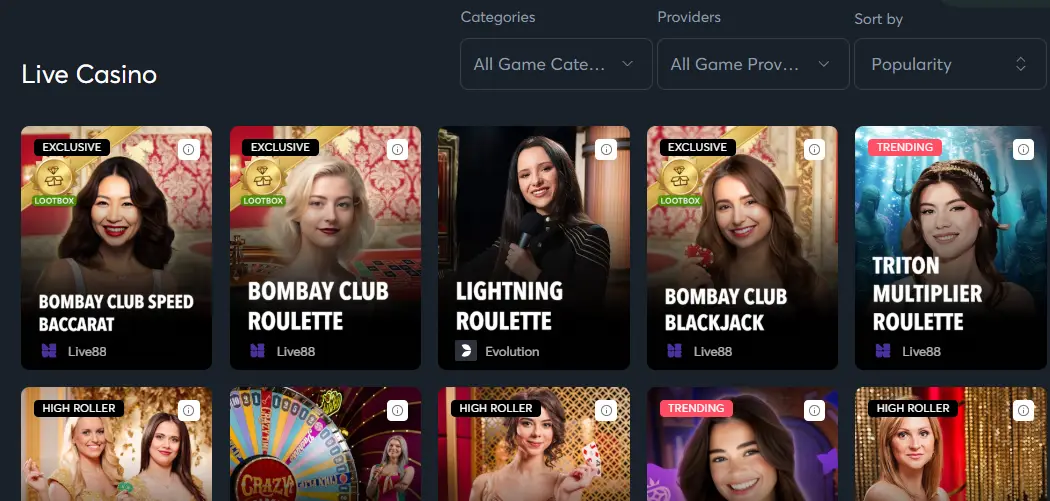 CCN.com screenshot of sportsbet.io live games section