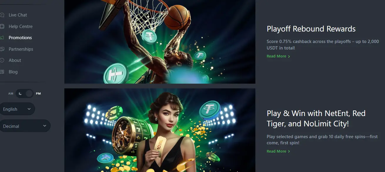 CCN.com screenshot of sportsbet.io promotions