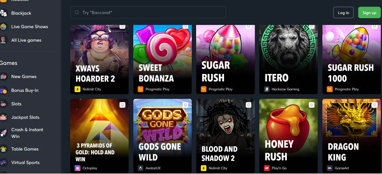 CCN.com screenshot of sportsbet.io slot section