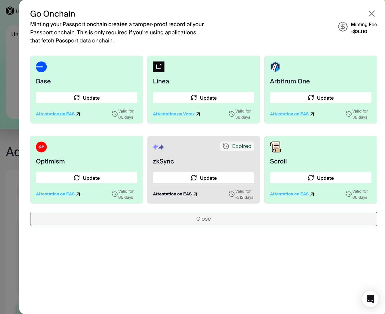 Mint passport on-chain