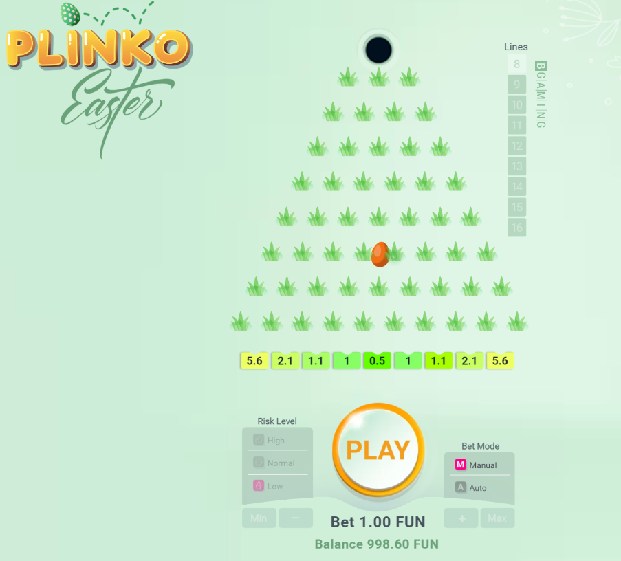 CCN.com screenshot of Easter plinko by BGaming