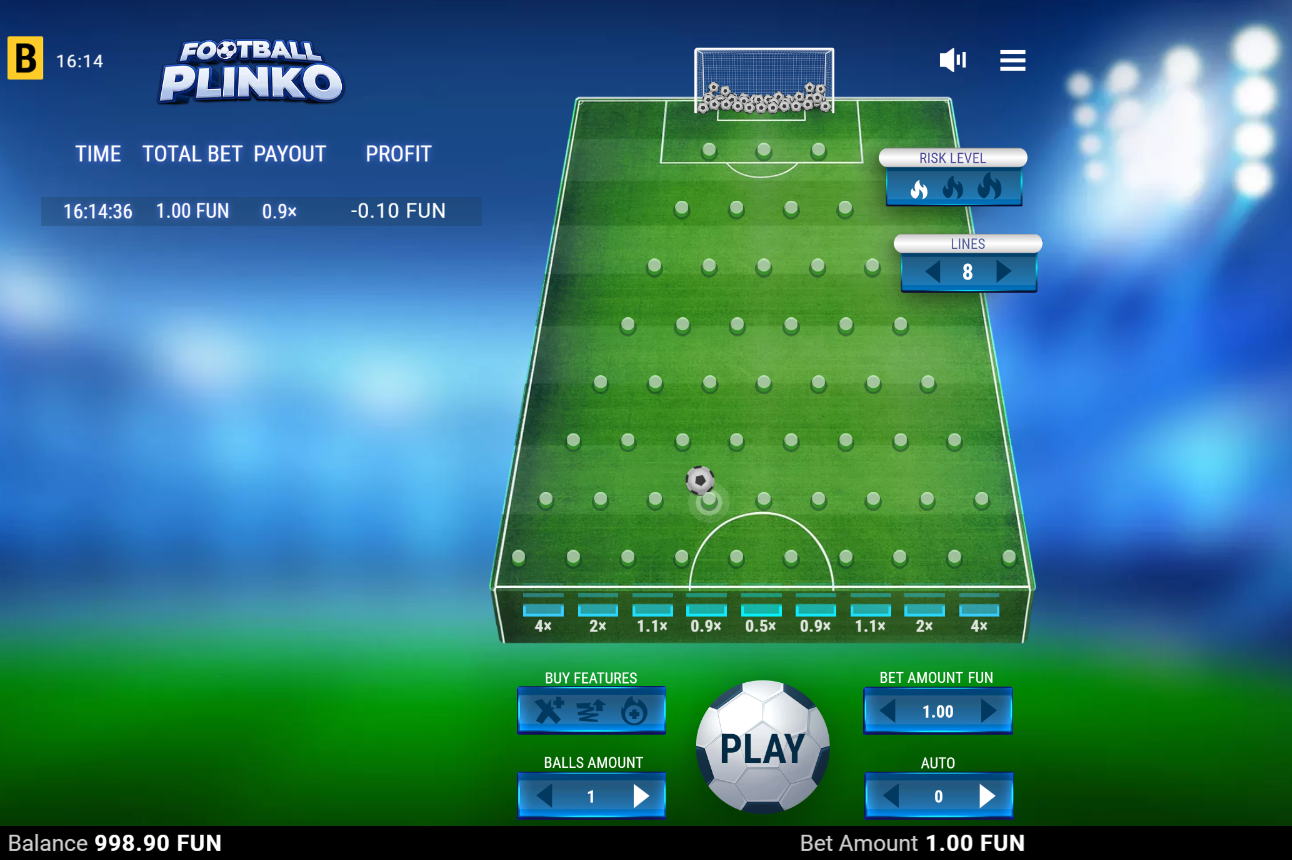 CCN.com screenshot of Football plinko by BGaming