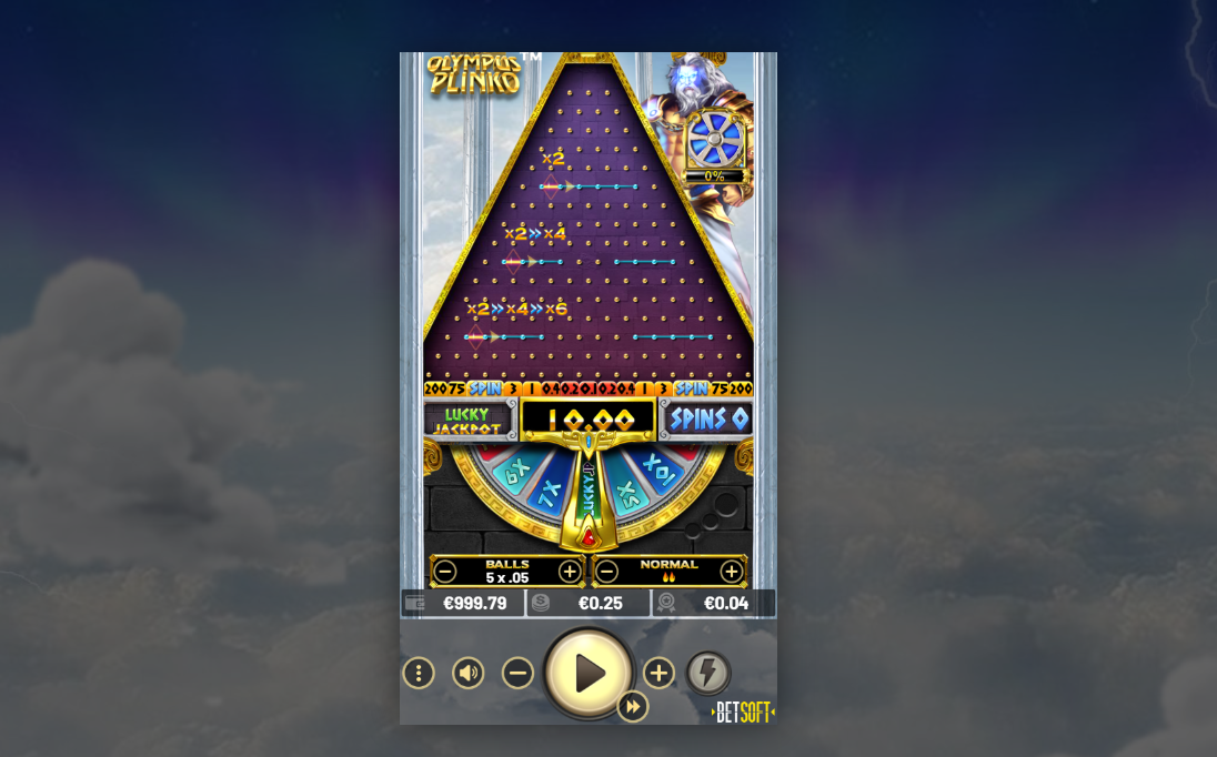 CCN.com screenshot of Olympus Plinko by Betsoft