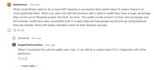 Do you think Brave browser growth going forward will cause BAT price appreciation?: BAT discussion on Reddit | Source: Reddit