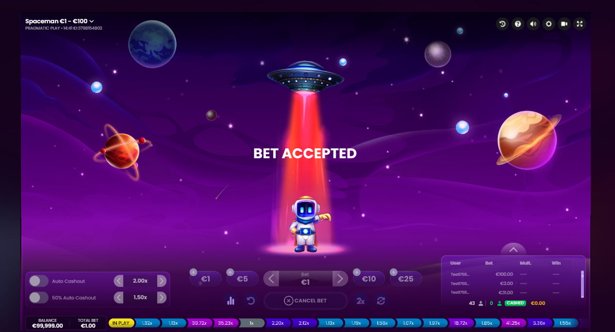 CCN.com screenshot of Spaceman by Pragmatic Play