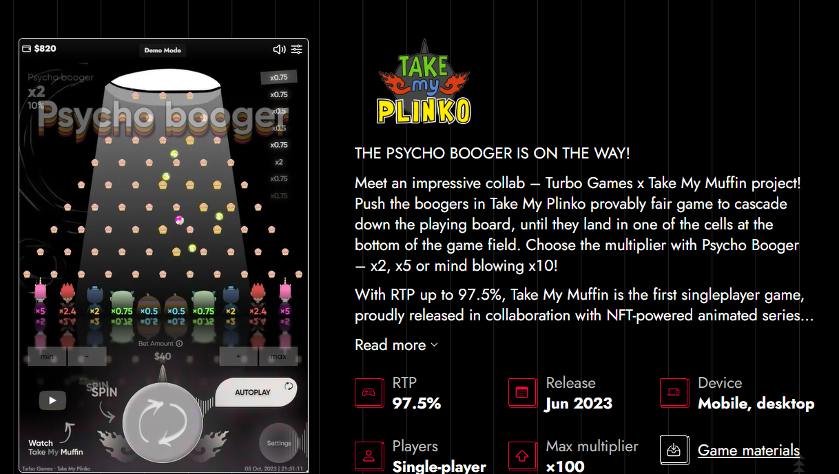 CCN.com screenshot of Take My Plinko by Turbo Games