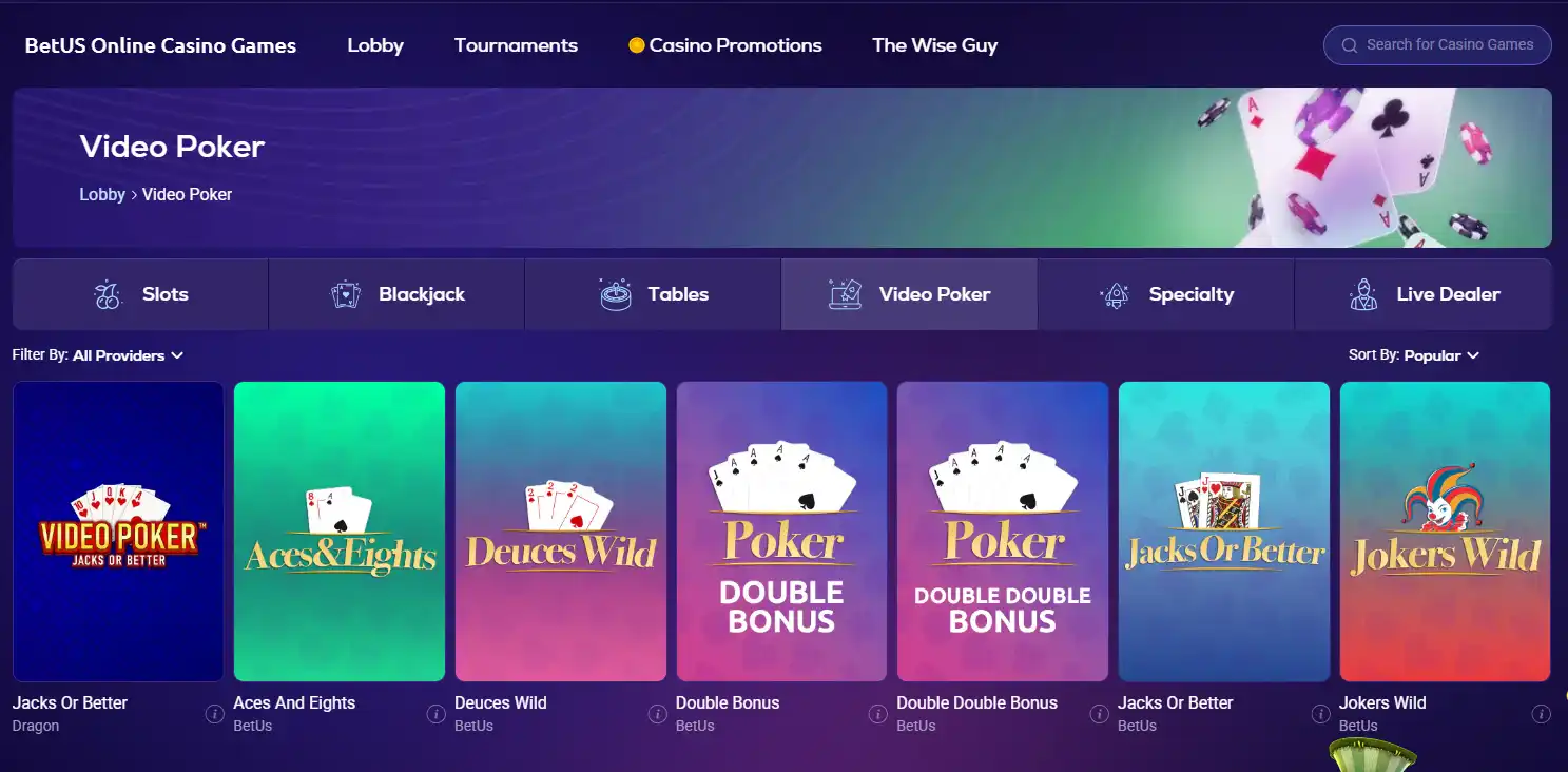 CCN.com screenshot of BetUS videopoker