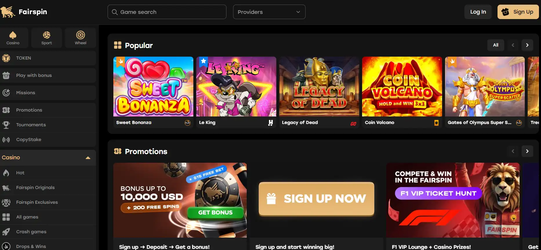 CCN.com screenshot of fairspin homepage