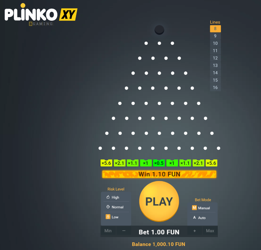 CCN.com screenshot of Plinko XY by BGaming