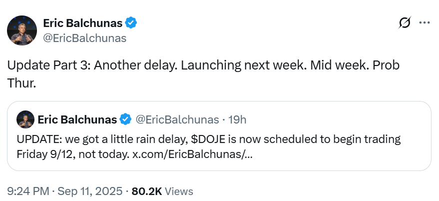 New launch date for DOJE ETF.