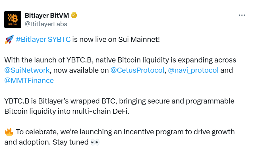 $YBTC is now live on Sui Mainnet!