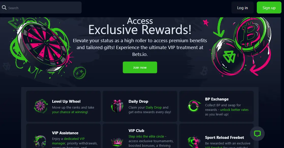 CCN.com screenshot of bets.io loyalty club