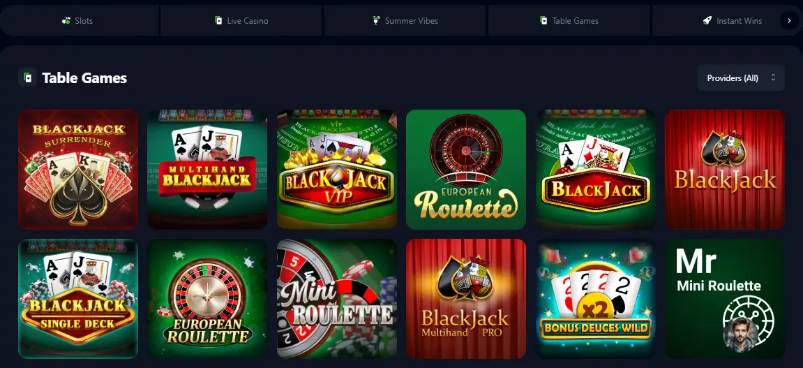 CCN.com screenshot of bets.io table games