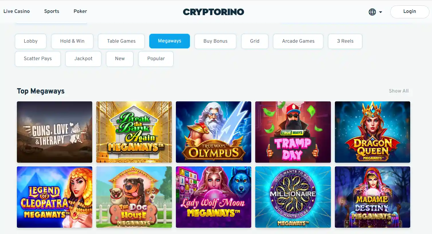CCN.com screenshot of cryptorino casino slot section