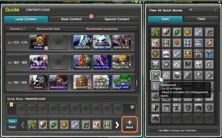 A guide to much of the content available through Maplestory N
