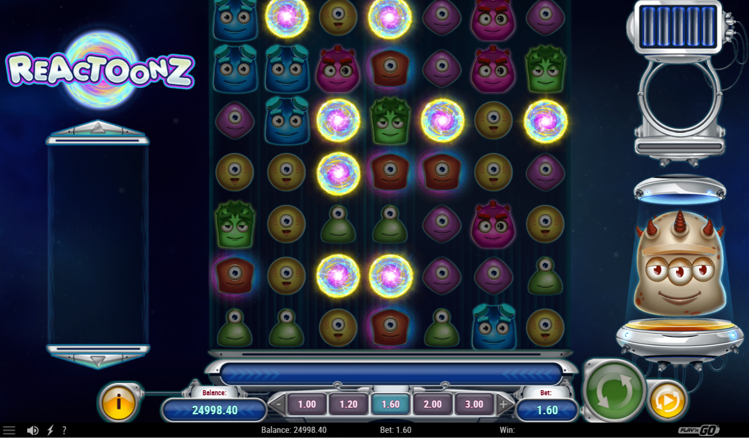 CCN.com screenshot of Reactoonz slot by Play'n GO