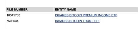 BlackRock registered the name iShares Bitcoin Premium ETF
