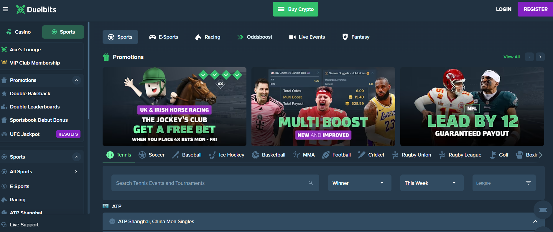 CCN.com screenshot of Duelbits sportsbook