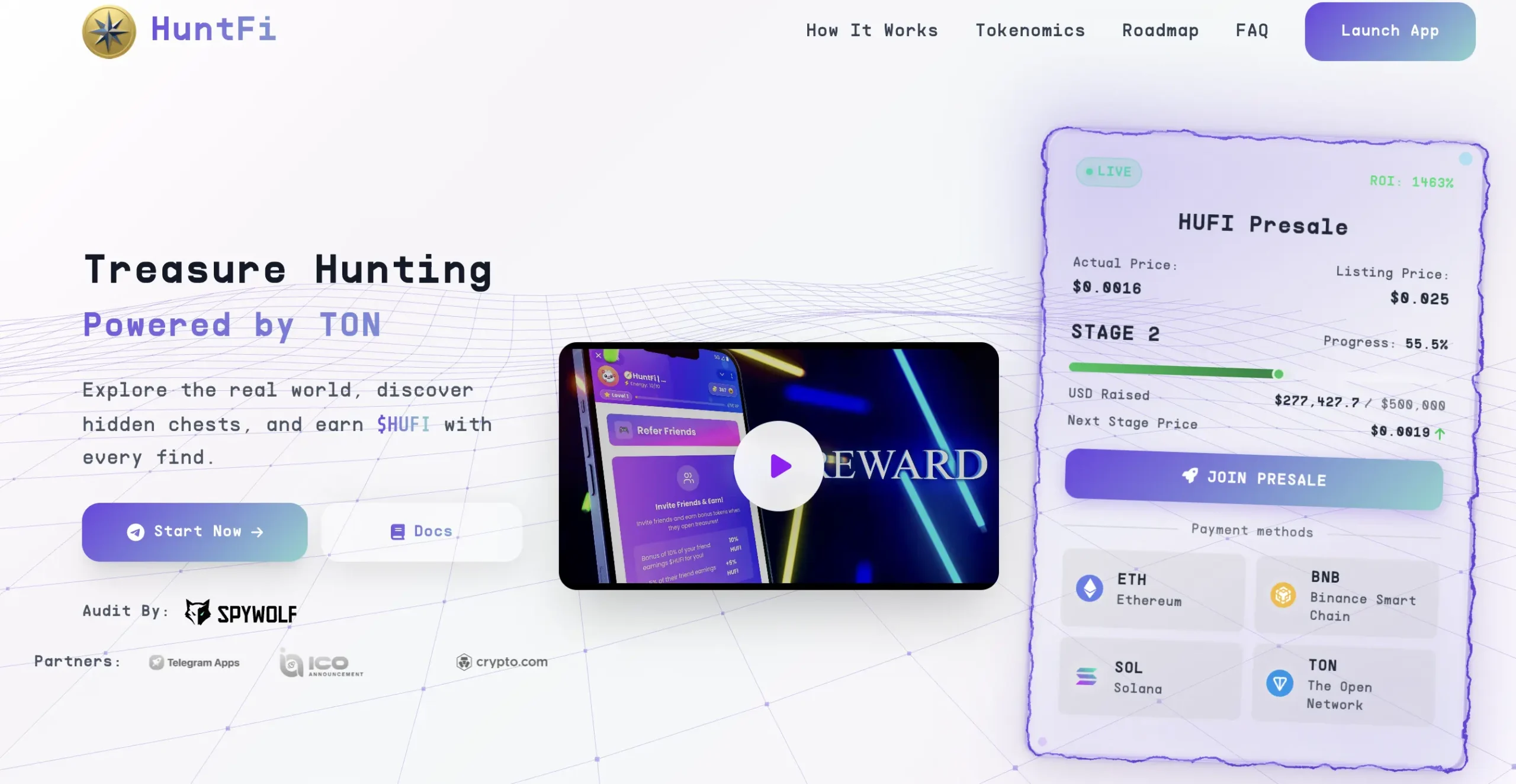 HuntFi homepage screenshot