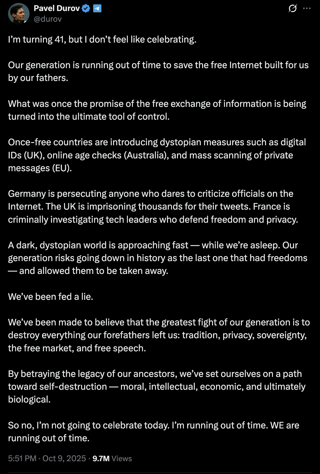 Durov on privacy