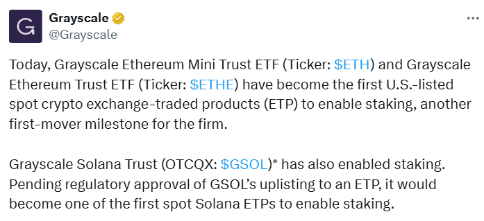 Grayscale's spot crypto ETP offerings.