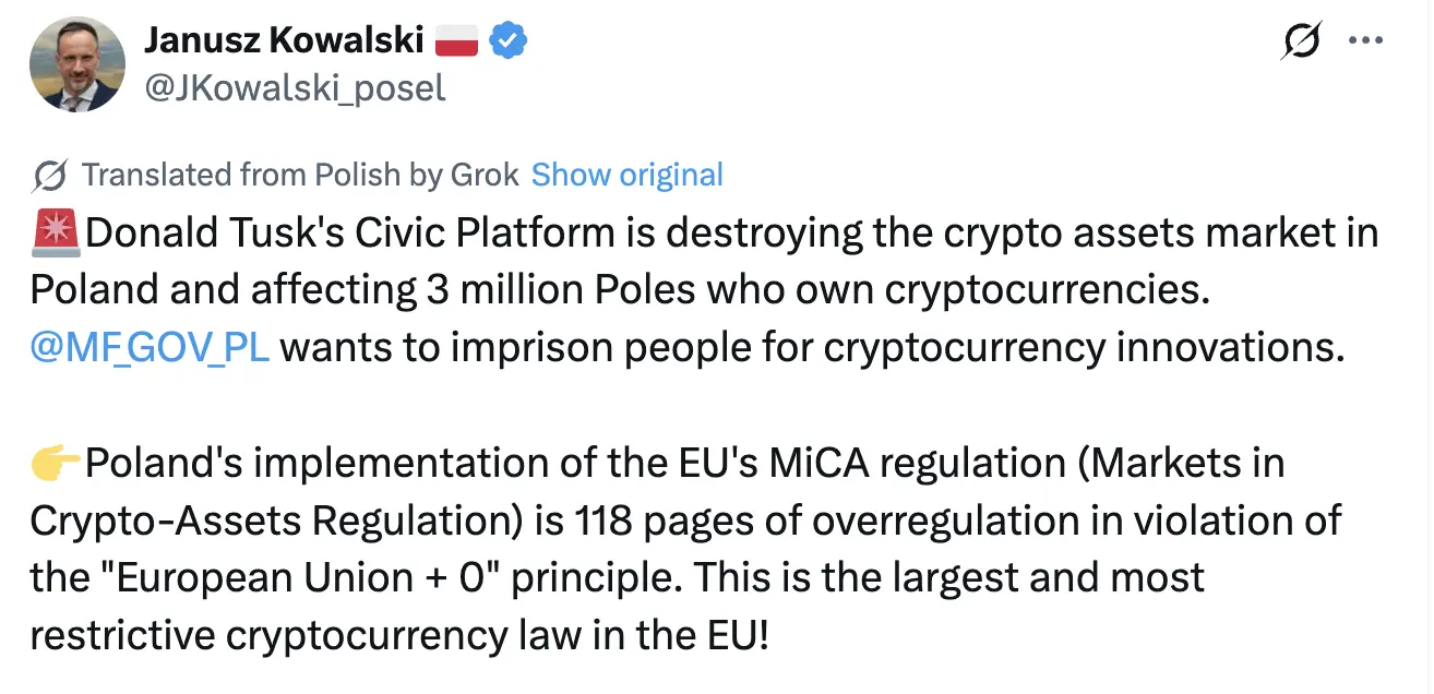 Janusz Kowalski statement | Source: X
