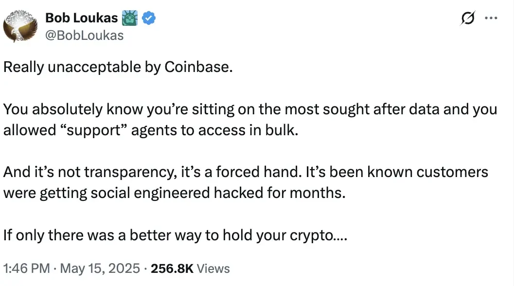 Criticism of Coinbase | Source: X