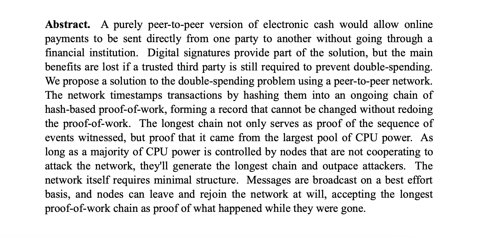 Abstract of Bitcoin’s whitepaper | Source: United States Sentencing Commission