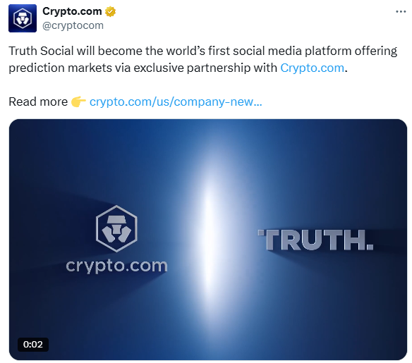 Crypto.com announces the partnership with Trump Media