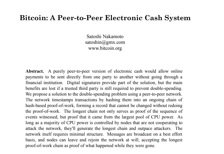 Bitcoin: A Peer-to-Peer Electronic Cash System