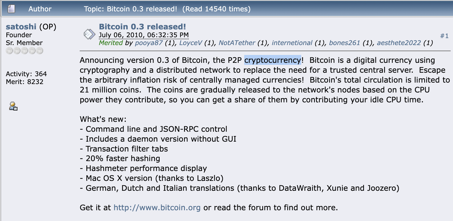 An original Bitcoin conversation