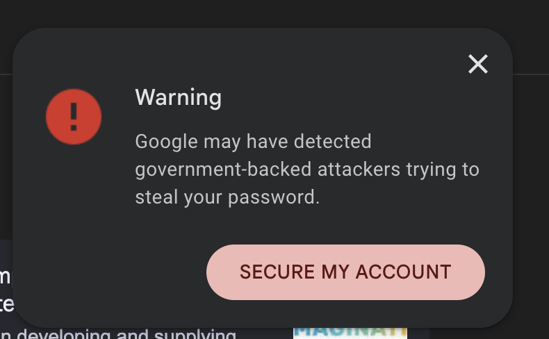 Google warning.