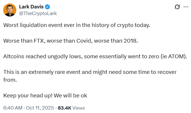 Worst liquidation event ever in the history of crypto today.
